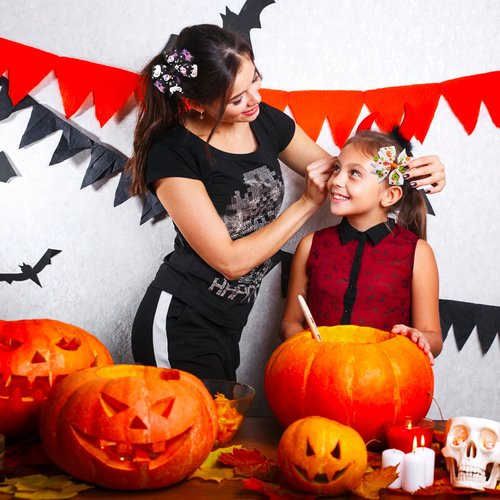 Rocutus 12pcs/set Halloween's Day Bow Knot Hair Pins Boutique clips Grosgrain Ribbon Halloween Hair Bows (Halloween 1)