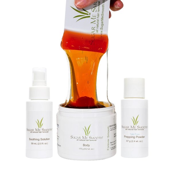 Sugar Me Smooth Body Sugar Wax Kit – Gentle On Skin And Less Painful Hair Removal In A Simple System, No Strips, No Heat, Water Soluble All-Natural Solution For All Skin & Hair Types