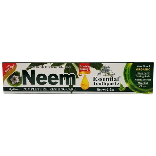 Essential Palace Neem Toothpaste 5 in 1 Formula - 100% Fluoride Free & Vegetable Base Gluten, Prevent Cavity - Refreshing with Neem Extract, Black Seed, Baking Soda, Mint Oil, and Clove - 6 Pack