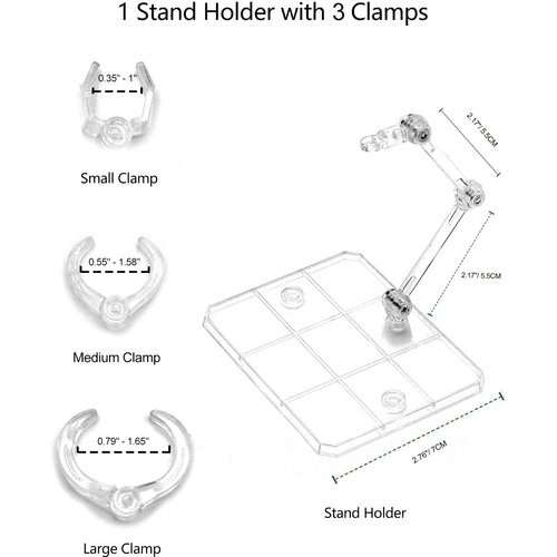 Yocoolfun 3 Pack Action Figure Stand for 3.75" and 6" Figures - Each Doll Model Support Stand includes 3 Clamps Sizes,Action Figure Display Holder Base Display Your Action Figures in Style