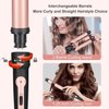 Beach Waver 3 Barrel Curling Iron 5 in 1 Curling Wand Set Three Hair Curlers Triple Hair Crimper Tool for Women 3/8 inch - 1 1/4 inch Wands with Attachments for All Hair Style(Rose Black)