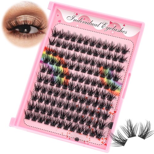 Bodermincer Lashes Clusters 10+12mm/12+14mm/14+16mm/16+18mm/10-12-14-16mm/14-16-18mm Mixed and 8-20mm to Choose Lashes Extension Kit lash Clusters Lashes Wispy Eyelash Extension (14+16mm Mixed)