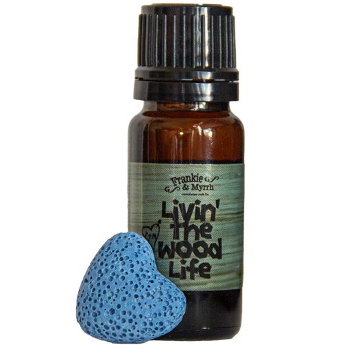 Frankie and Myrrh Livin' The Wood Life - Patchouli Vanilla Cedar Essential Oil Blend w/Portable Lava Stone Diffuser | Pure Aromatherapy for Good Vibes and Energy | Natural Perfume Blend