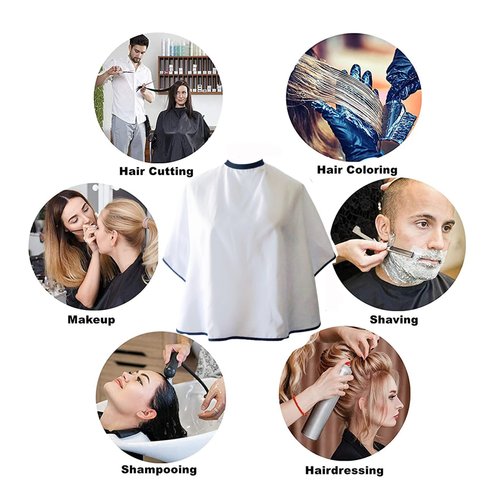 ST-BEST-P Hair Color Cape Makeup Haircut Salon Hairdresser Shampoo Capes Cutting Barber Cape for Men,Women,Clients (White-2PCS)