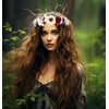 LLinfflr Deer Antler Hair Band Deer Headband with Flowers Antler Hair Hoop Flower Headband Party Cosplay Costume