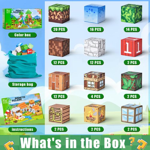 KKQ 100PCS Magnetic Blocks - Building Toys for Boys Girls 3+,Toddler Building Magnet Toy STEM Sensory Game,Christmas Birthday Gifts for Kids Ages 4 5 6 7 8 9