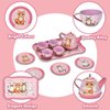 Lajeje Cat Tea Party Set for Little Girls - 49pcs Pretend Play Toy, Birthday Gift for Toddlers Ages 3 4 5 6 Year Old, Includes Kitten Tin Tea Set, Desserts, and Carrying Case, Cat Design