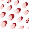 Christmas Press on Nails Short, French Red Glitter Christmas Candy Cane Fake Nails with Design Oval Nails for Women New Year Acrylic False Nail Kits Static Stick on Nails Reusable Full Cover 24Pcs