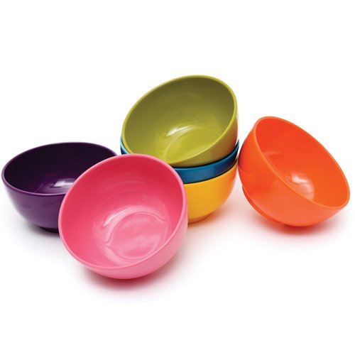 French Bull Melamine Mini Bowls, 6-Piece Set, Small Serving Bowl – Snack, Condiment, Dip, Dessert, Ice Cream – Shatter Proof, Food-Safe, BPA Free, Dishwasher Safe, 4” 10 oz - Multicolor