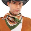 GERINLY Cowboy Neckerchief for Men 27 Inch Silk Neck Bandana Retro Rock Head Scarf for Music Festival Ascot (Armygreen)