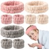 Chuangdi 9 Pcs Reusable Spa Headband Wrist Washband Face Wash Set Include 3 Microfiber Headband 6 Wrist Washband for Women Avoid Liquid from Spilling Down Arms(Hot Pink, Beige, Coffee)