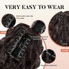 Flufymooz Ponytail Extension, 12" Short Claw Ponytail Extension Wavy Curly Jaw Clip in Pony tails Hair Extension Natural Synthetic Hairpiece for Women (Dark Chocolate Brown)