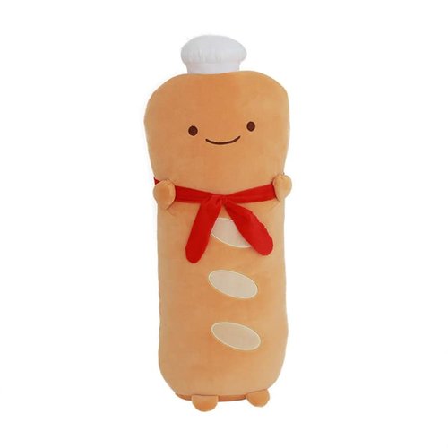 JOSON Toast Bread Plush Pillow, Soft and Interesting Food Plush Sofa Cushion with red Scarf, Suitable for Birthday, Valentine's Day (Long Toast)
