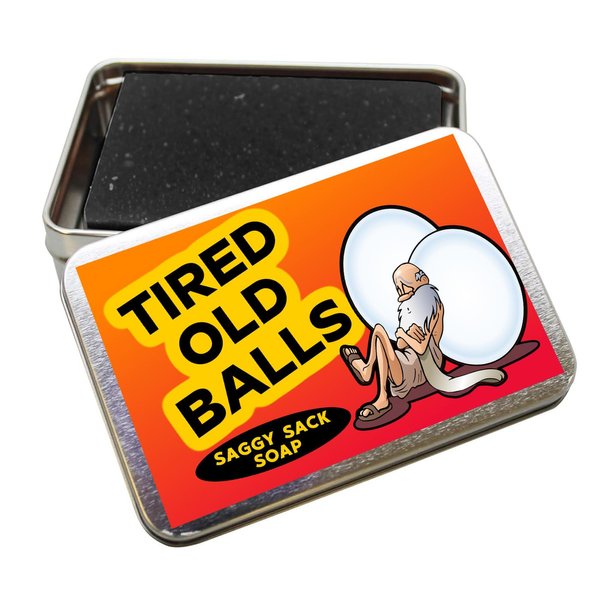 Gears Out Tired Old Balls Soap Bar for Mens Gag Gifts Over-the-Hill Milestone Birthday Presents Husbands OTH Black Charcoal Soap for Adults Stocking Stuffers for Men