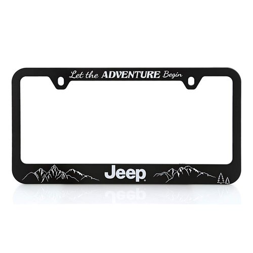 Jeep Black Plastic License Plate Frame Holder - Let The Adventure Begin