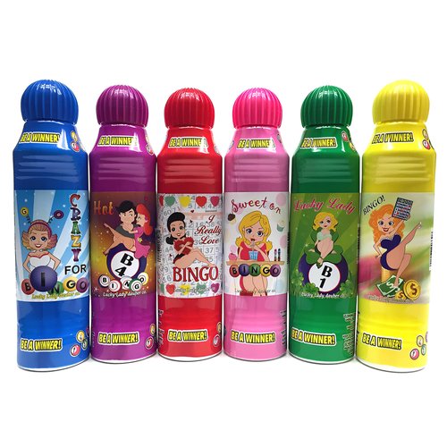 Lucky Lady Bingo Daubers for Adults - 6-Pack Assorted Colors Bingo Markers - Smooth & Even Application, Non-Drip & Quick-Dry Formula Bingo Dotters, Bingo Accessories - Made with Dab-O-Ink Bingo Dauber