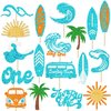 18pcs Glitter Summer Surfing Centerpiece Sticks Surfing 1st Birthday Party Decorations The Big One Party Surf Surfboard Theme Party Table Toppers for Surfer First Birthday Party Supplies