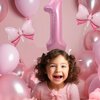 Pink 6 Balloon 40 Inch,Giant Number Balloon Mini Bow Balloon Set for Girl 6th Birthday Party Decorations,Six Years Old Birthday Pink Theme Party Decorations,Pink Foil Mylar Birthday Digital Balloon