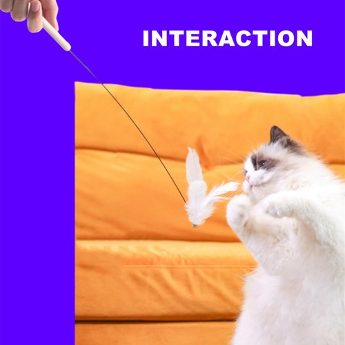 Cat Self Groomer with Cat Wand Toys Cat Wall Corner Scratcher Comb Cat Feather Toys with Bells Cat Grooming Massage Brush Cat Wall Scratcher Self Cleaning Cat Brush Interactive Wand Kitten Toys