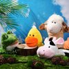 RoundFunny 4 Pcs Hand Puppet Animal Hand Puppet Set with Working Mouth 9.8 Inch Animal Puppet Animal Soft Plush Toy for Storytelling Theater Preschool Birthday Gifts (Cow, Frog, Duck, Sheep)