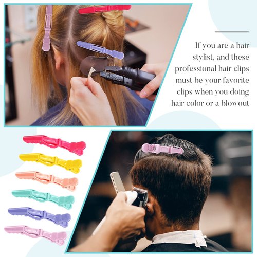 Jexine 50 Pcs Alligator Hair Clips Wide Teeth Double Hinged Professional Salon Hair Clips for Styling Sectioning Coloring Crocodile Clips Skin Care Clips for Women Girls Hair Styling Accessories