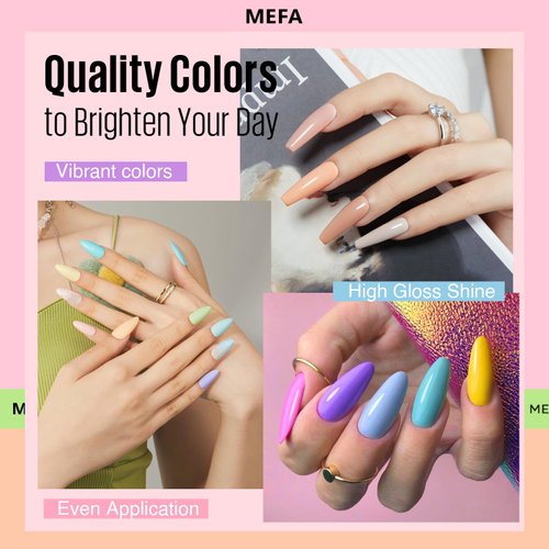 MEFA 46 Pcs Gel Nail Polish Kit, 42 Colors All Seasons Gel Polish Set Nude Macaron Colorful Starter Kit with Base Coat & Glitter/Glossy/Matte Top Coat Gel Nail Art Manicure DIY Salon Gifts for Girls