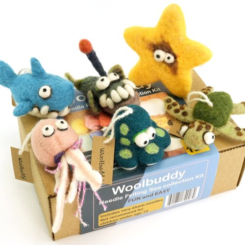 Woolbuddy Needle Felting Kit, Sea Animal Felting Kits for Beginners Adults and Kids, Craft for Adults, DIY, Needle Felting Supplies Included, Wool Roving, Felting Needles, Felting Pad, Instruction