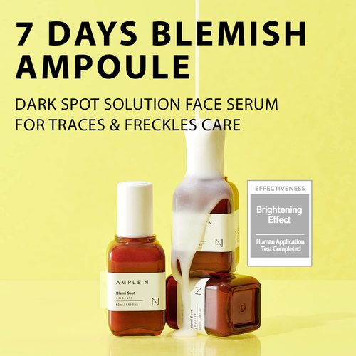 AMPLE:N Blemi Shot Serum – 7 Days Dark Spot Corrector Remover Serum for Face – F or a Brighter & Appearance – Diminishes Dark Spots & Visibly Firms – Niacinamide & Vitamin C, 1.69 fl.oz.