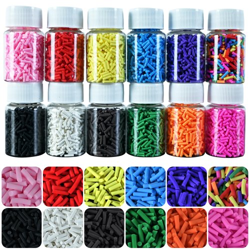 LIKETURE Fake Sprinkles 180g Non-edible Polymer Clay Sprinkles Faux Sprinkle Plastic Sprinkles for Craft Sprinkles Decoration for Resin Filler Slime Add ins Slime Mixed In Shaker Card (12 Bottles)