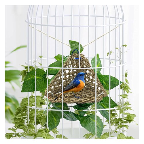 BNOSDM Bird Seagrass Mat, Parrot Natural Seagrass Woven Net Hammock Parakeet Climbing Rope Chew Toys Hideout Bird Cage Accessories for Lovebird Cockatiel Conure Budgie Hamster Rats