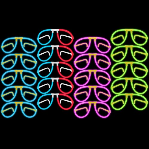 Glow Fever Glow In The Dark Glasses for Party - 20ct Bendable Glow Stick Glasses with Connectors - Glow Glasses Party Pack for Concert, Halloween & Birthday Party Party Favors - Multi