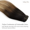 Clip in Hair Extensions, 22 inch Dark Brown to Chestnut Brown and Dirty Blonde Highlighted Hair Extensions Clip in Human Hair Lashey Hair Extensions Real Human Hair 120g 7pcs
