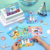 Pajean 24 Pack Summer Back to School Craft Kit Hawaiian DIY Picture Frame Craft Hello Summer Children Stickers for Kids School Classroom Aloha Beach Pool Summer Party Gifts Game Supplies (Sea Animals)