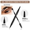Boobeen Microblading Eyebrow Pen, Waterproof Eyebrow Pencil With Brush, 2 In 1 Precision Brow Pencil With Hair Like Strokes To Create Natural Eyebrow Makeup