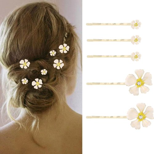 BARTOSI Flower Hair Clips Gold Flower Hair Pins Floral Bobby Pins Bride Wedding Hair Pieces Hair Accessories for Women (Pack of 5)