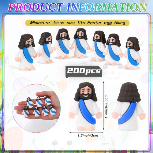 Bememo 200 Pcs Mini Jesus Figurines Bulk Tiny Jesus Toys Christ Savior Jesus Doll Gifts Religious Party Favors for Sunday School Baptism Craft GIF(Blue)