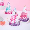 WERNNSAI Dinosaur Party Hats, 24 PCS Watercolor Dino Themed Birthday Headwear, Costume Headwear for Girls Baby Shower, All Ages, Elastic Closure, Hand Wash Only, Paper, 6.7" x 4.7"