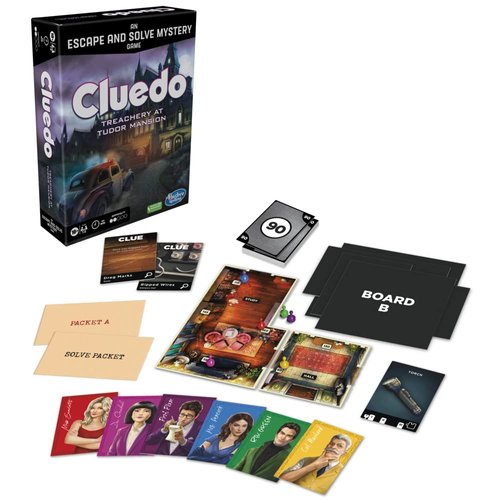 Clue Board Game Treachery at Tudor Mansion, Clue Escape Room Game, Murder Mystery Games, Cooperative Family Board Game, Ages 10 and up, 1-6 Players