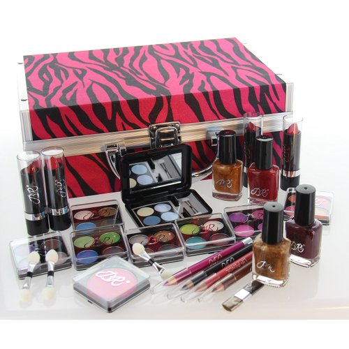 ETA Cosmetics Carry All Train Case Makeup Set and Reusable Case (Red)