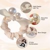 YFKEJI 6Pcs Pearl Bow Hair Scrunchies, Rabbit Bunny Ear Scrunchies, Satin Bow Hair Rope, Bow Ponytail Holder Hair Accessories for Women & Girls(B#)