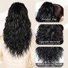 MAYSA Ponytail Hair Extension, 14 Inch Claw Clip Ponytail Extension, Wavy Curly Claw Clip in Ponytail Hair Extensions, Natural Fake Ponytail Synthetic Hairpiece for Women #1B