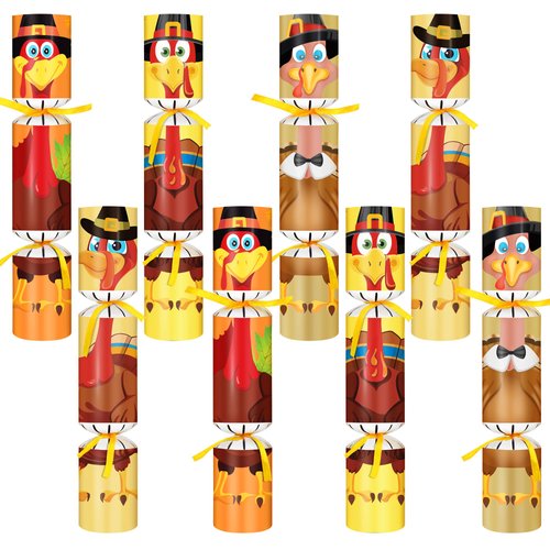 8 Pack Fall Party Favors, No Snap Thanksgiving Turkey Table Decorations Party Favors with Snap Prizes Gifts Jokes Crowns for Adults Kids Turkey Thanksgiving Favor Friendsgiving Holiday Gifts Supplies