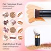 Tessco 2 Pcs Retractable/Nonretractile Kabuki Brush Angled Foundation Makeup Brushes Portable Travel Bronzer Blush Brush with Cover for Blush Bronzer Buffing Loose Powder Cream(Classic Style)