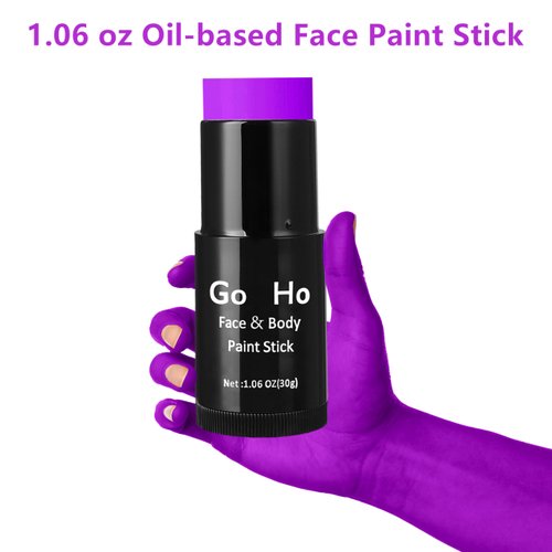 Go Ho Cream-Blendable Purple Face Paint Stick (1.06 Oz),Full-coverage Purple Body Paint Stick for Adults Children Halloween Cosplay SFX Makeup,Waterproof Purple Eye Black Stick