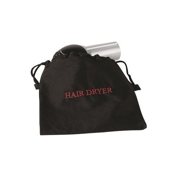 Hair Dryer Bag, 12x12In, Black, Cotton/Poly