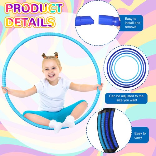 Sratte 8 Pcs Color Hoop Detachable Adjustable Hoop Exercise Ring Plastic Toys for Teens Games Gymnastics Dog Agility Equipment Party Decor, 4 Colors (28 Inch,Fresh Colors)