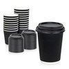 Fit Meal Prep [250 Pack 12 oz Insulated Ripple Triple Wall Paper Coffee Cups with Lids, Disposable, Anti Slip & Anti Scalding Hot Cups for Travel, Home, Office
