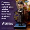Royal Bobbles Wednesday Addams with Nevermore Academy Stained Glass Window – 6.75 Inches Tall – Collectible Bobblehead Statue