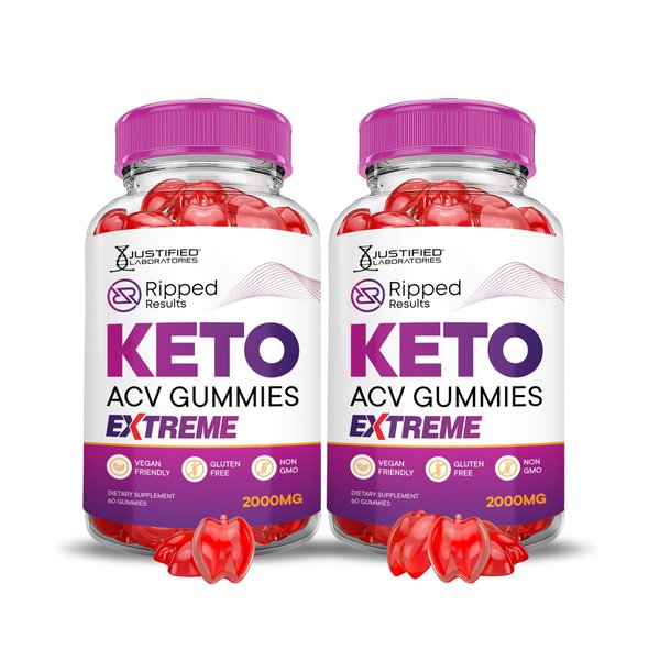 (2 Pack) Ripped Results Keto ACV Gummies Extreme 2000MG Ripped Results Keto Gummies Apple Cider Vinegar Formulated with Pomegranate Beet Juice Powder B12 Vegan Non GMO 120 Gummys