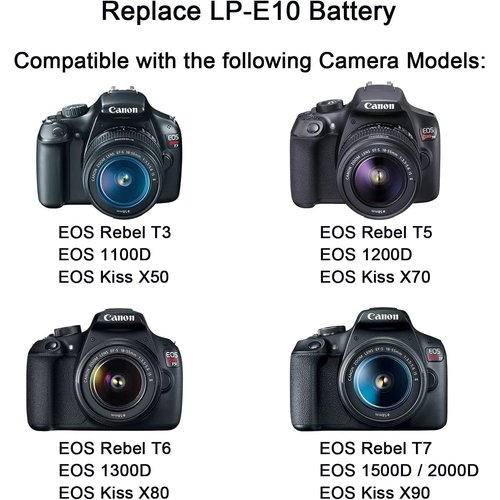 HY1C ACK-E10 AC Power Adapter DR-E10 DC Coupler LP-E10 Dummy Battery Kit for Canon EOS Rebel T7 T6 T5 T3 1100D 1200D 1300D 1500D 2000D Cameras